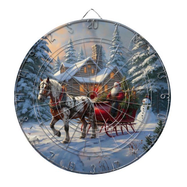 Weihnachten Ein Pferd Sleigh Santa Dartscheibe (vorne)