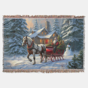Weihnachten Ein Pferd Sleigh Santa Decke
