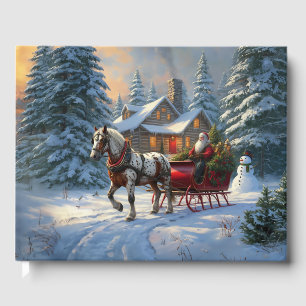 Weihnachten Ein Pferd Sleigh Santa Gästebuch