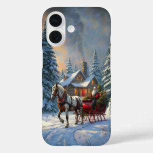 Weihnachten Ein Pferd Sleigh Santa iPhone 16 Hülle