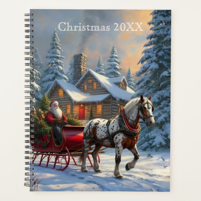 Weihnachten Ein Pferd Sleigh Santa Planer (Vorderseite)