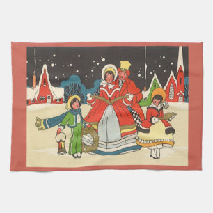 Weihnachten, eine Familie singende Musik Carols Geschirrtuch