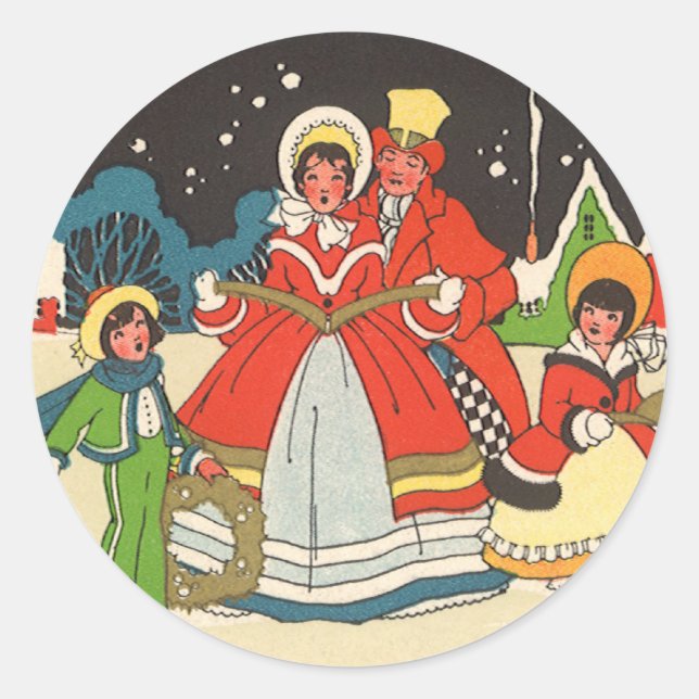 Weihnachten, eine Familie singende Musik Carols Runder Aufkleber (Vorderseite)