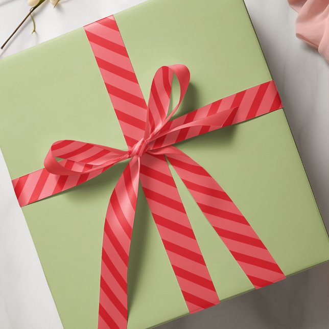 Weihnachten Einfache rote weiße Streifen Niedlich Satinband (Red striped simple minimalist whimsical ribbon)