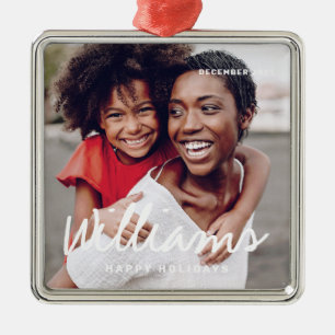 Weihnachten Einfaches Happy Holiday Custom Foto Ornament Aus Metall