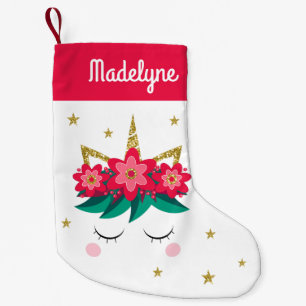 Weihnachten Einhorn Blume Sterne Personalisierter  Kleiner Weihnachtsstrumpf