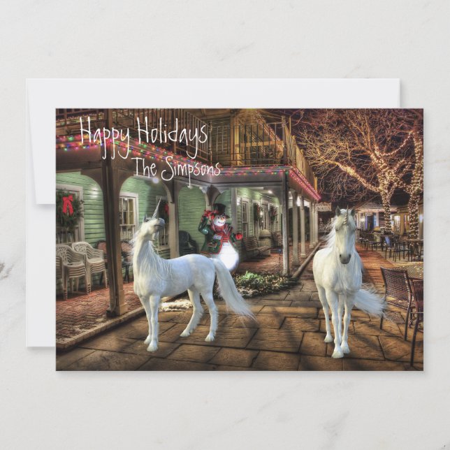 Weihnachten Einhorn Fantasy Holiday Scene (Vorderseite)
