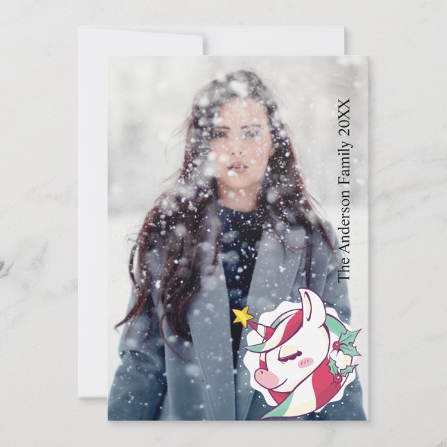 Weihnachten Einhorn Fügen Sie Ihr eigenes Foto hin (Vorderseite)