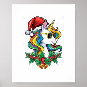 Weihnachten Einhorn Girls Boys Weihnachten Niedlic Poster