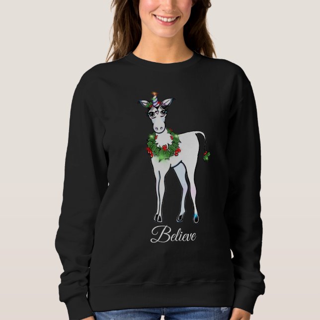 Weihnachten Einhorn, glauben Sweatshirt (Vorderseite)