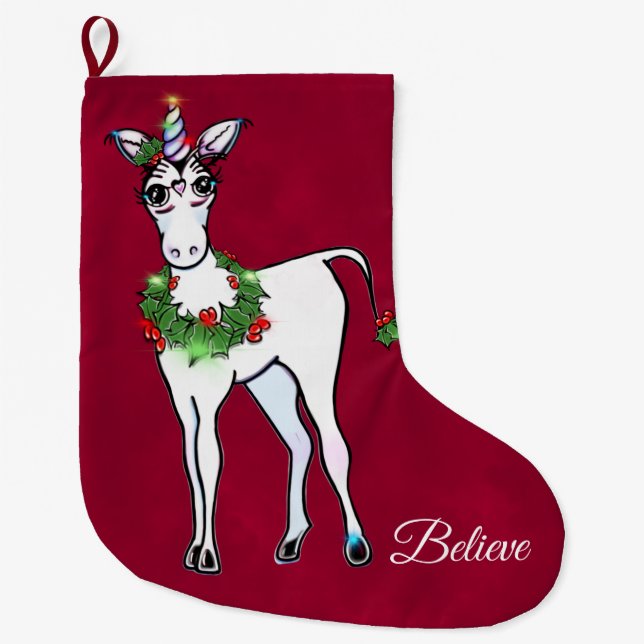 Weihnachten Einhorn magische Fantasie Großer Weihnachtsstrumpf (Vorderseite)