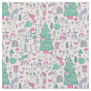 Weihnachten Einhorn Santa whimsical cactus monster Stoff