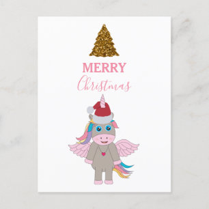 Weihnachten Einhorn Weihnachtsmannmütze Gold Glitz