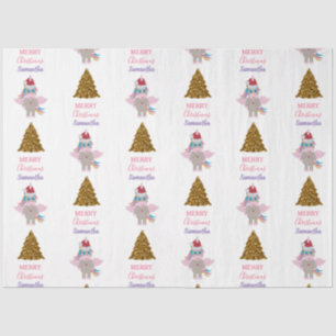 Weihnachten Einhorn Weihnachtsmannmütze Gold Glitz Seidenpapier