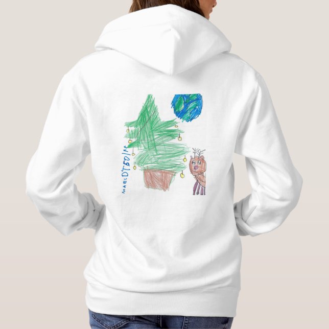Weihnachten Einzigartig 6-jährig Zeichnend Hoodie (Rückseite)