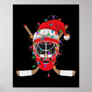 Weihnachten Eishockey Santa Xmas Lichter Hockey Mä Poster