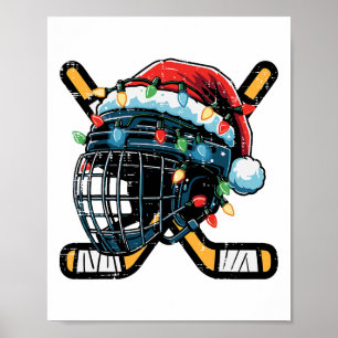Weihnachten Eishockeyhelm Santa Xmas Männer Jungen Poster