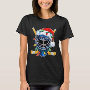 Weihnachten Eishockeyhelm Santa Xmas Männer Jungen T-Shirt