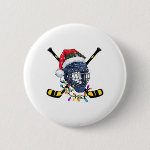 Weihnachten Eishockeyhelm Weihnachtsmann Xmas Button