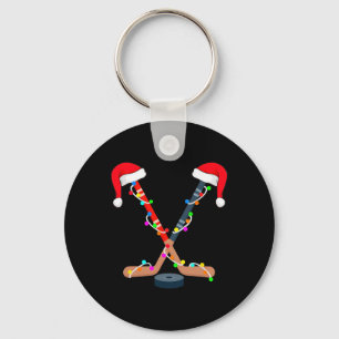 Weihnachten Eishockeyschläger Weihnachtsmann Hut X Schlüsselanhänger