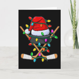 Weihnachten Eishockeyspieler Santa Hut Xmas Männer Karte