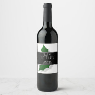 Weihnachten Elegant Holly Tree Berry Personalizabl Weinetikett