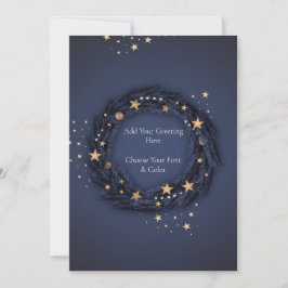 Weihnachten Elegante Blue Wreath TEMPLATE Card