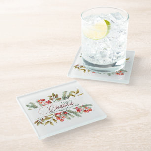 Weihnachten Elegante Wasserfarbe Glasuntersetzer