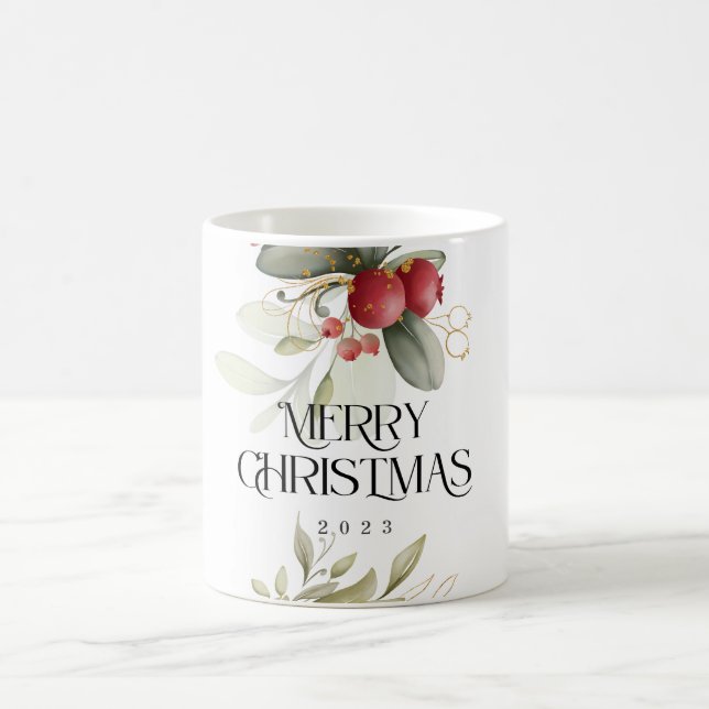Weihnachten Elegante Watercolor Berry Classic Kaffeetasse (Mittel)