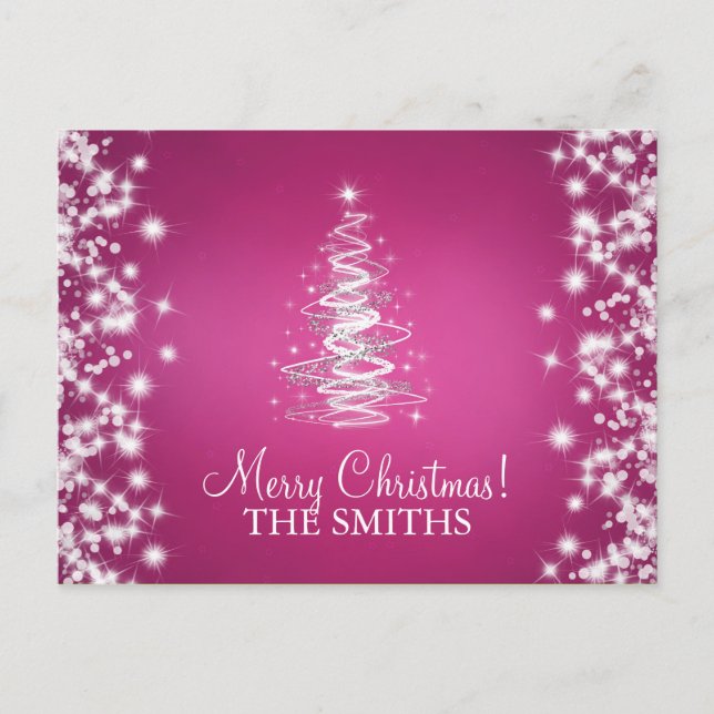Weihnachten Eleganter Baum Custom Pink (Vorderseite)