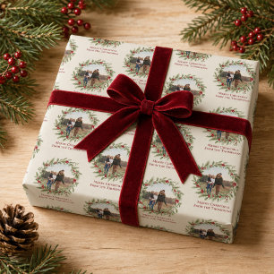 Weihnachten Eleganter roter und grüner Kranz Foto Geschenkpapier