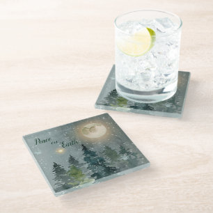 Weihnachten Eleganter Weltfrieden Wasserfarbe Glasuntersetzer