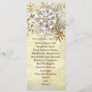 Weihnachten Elegantes Gold Snowflakes Hochzeitmenü Menükarte