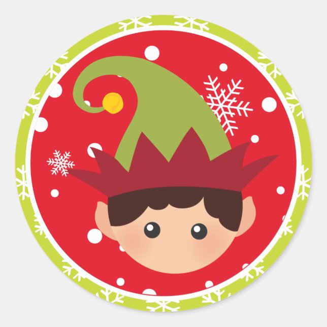 Weihnachten - Elf Stickers (rund) (Vorderseite)
