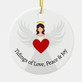 Weihnachten Engel Rotes Herz Liebe Frieden Josienn Keramik Ornament