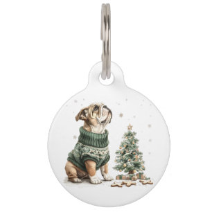 Weihnachten English Bulldog Weihnachtsbaum Haustiermarke