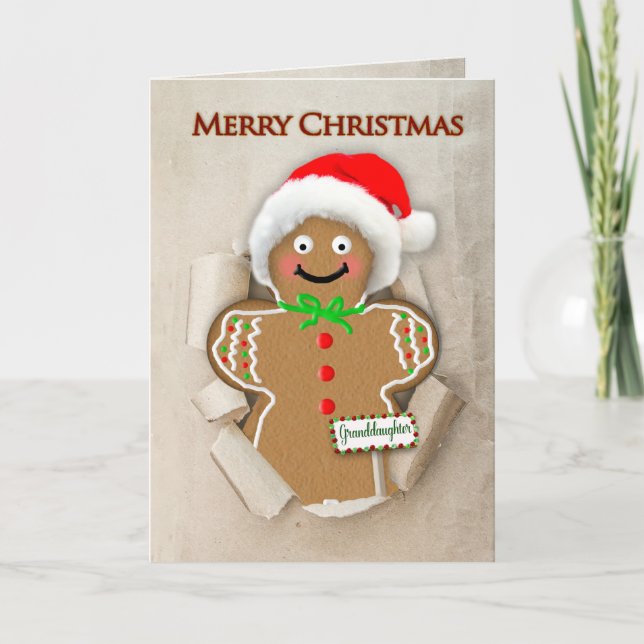 Weihnachten, Enkeltochter Gingerbread Weihnachtsma Karte (Vorderseite)