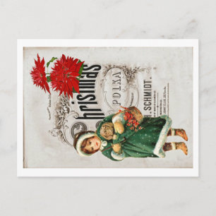 Weihnachten Ephemera Ad Niedlich Girl Red Chrysant Postkarte