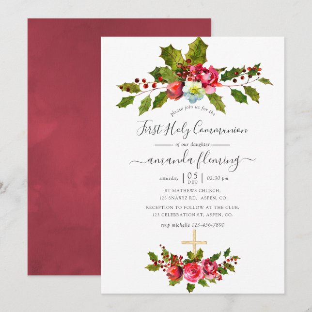 Weihnachten Erste Heilige Kommune Einladung (Vorne/Hinten)