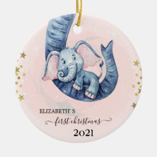 Weihnachten erster Baby Elefant Keramik Ornament