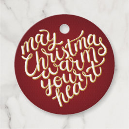 Weihnachten erwärmt Ihre Herztypografie Text Geschenkanhänger