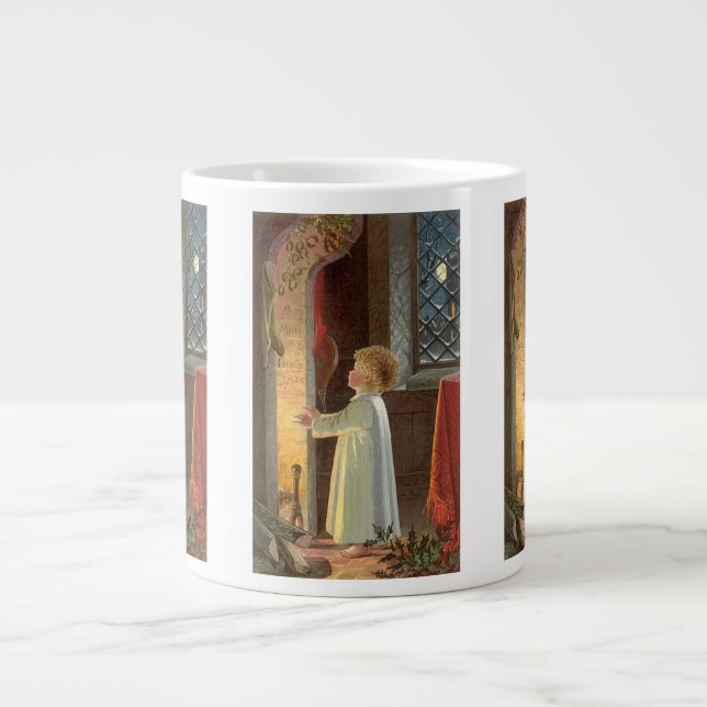 Weihnachten, Erwärmung des Kindes am Kamin Jumbo-Tasse (Vorderseite)