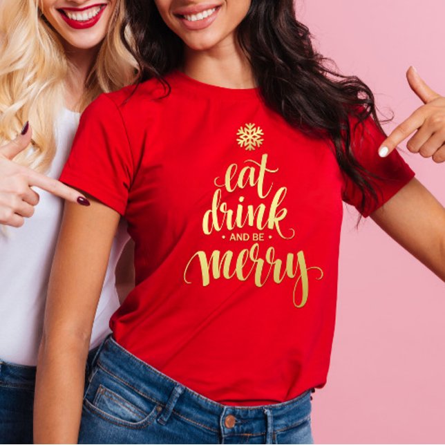 Weihnachten essen Drink & be Merry Red Women's T-Shirt (Von Creator hochgeladen)