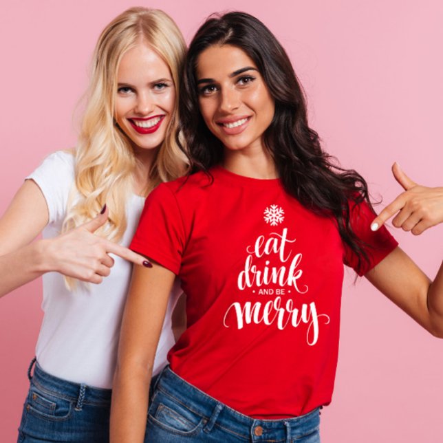 Weihnachten essen Drink & be Merry Red Women's T-Shirt (Von Creator hochgeladen)