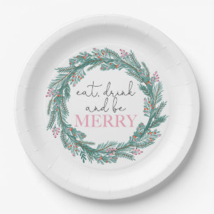 Weihnachten essen Drink und fühlen Sie sich froh F Pappteller
