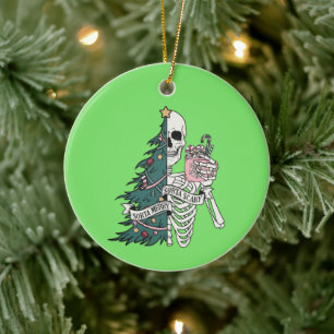 Weihnachten Etwas Gruselig Etwas Fröhlich Skelett Keramik Ornament