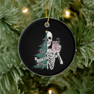 Weihnachten Etwas Gruselig Etwas Fröhlich Skelett Keramik Ornament