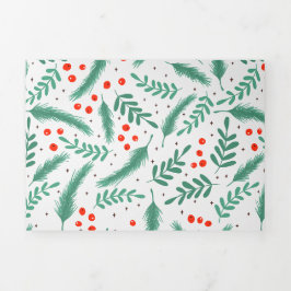 Weihnachten Evergreen Boughs und Holly Berries Dreifach Gefaltete Urlaubskarte