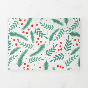 Weihnachten Evergreen Boughs und Holly Berries Dreifach Gefaltete Urlaubskarte
