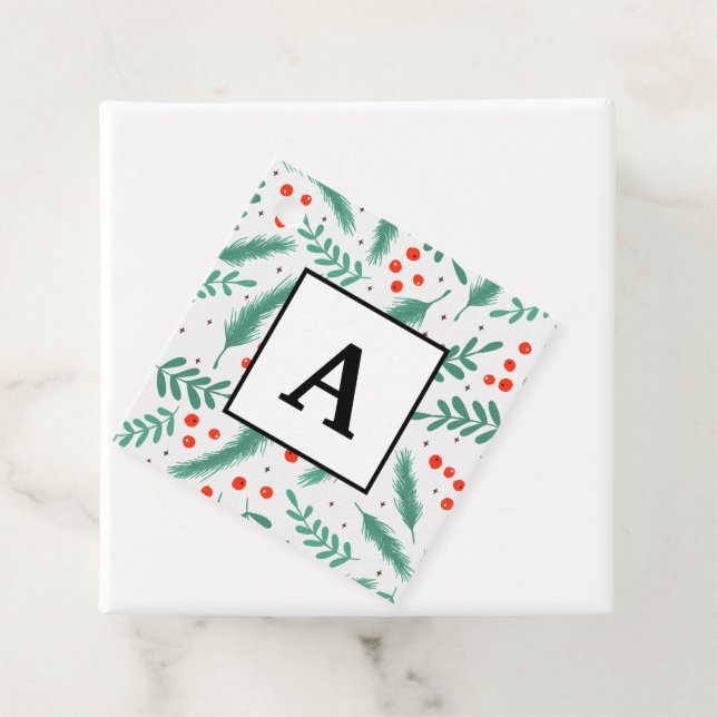 Weihnachten Evergreen Boughs und Holly Berries Geschenkanhänger (Beispiel)